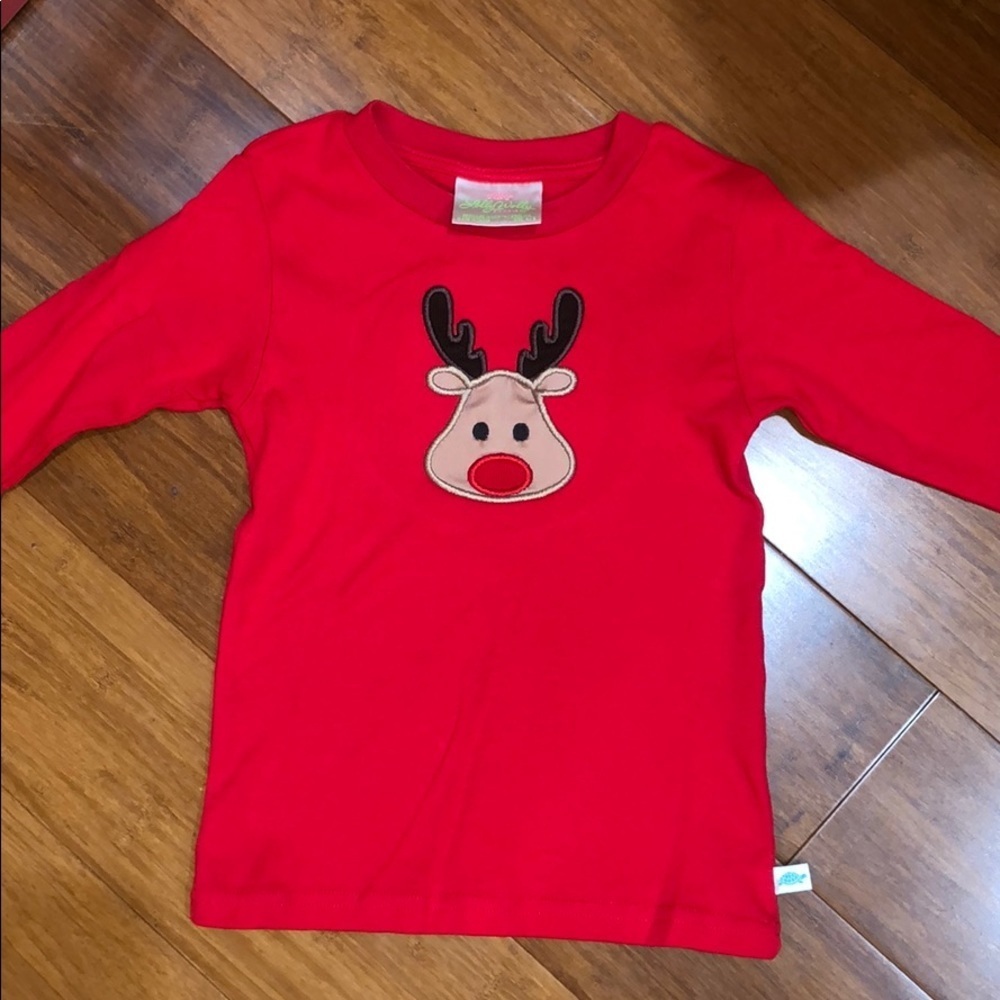 Lolly Wolly doodle Reindeer appliqué shirt unisex size 12 NWT